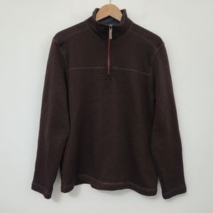 G.H BASS & CO Men's Brown 1/4 Zip Long Sleeve Sweatshirt Size L